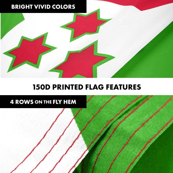 G128 Combo Pack: 6 Ft Tangle Free Aluminum Spinning Flagpole (Black) & Burundi Umurundi Flag 3x5 Ft, LiteWeave Pro Series Printed 150D Polyester | Pole with Flag Included - Image 5