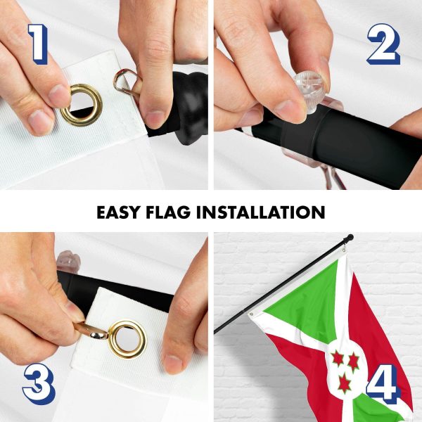 G128 Combo Pack: 6 Ft Tangle Free Aluminum Spinning Flagpole (Black) & Burundi Umurundi Flag 3x5 Ft, LiteWeave Pro Series Printed 150D Polyester | Pole with Flag Included - Image 7