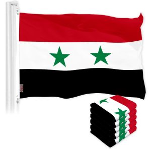 G128 5 Pack: Syria Syrian Flag | 3x5 Ft | LiteWeave Pro Series Printed 150D Polyester | Country Flag, Indoor/Outdoor, Vibrant Colors, Brass Grommets, Thicker and More Durable Than 100D 75D Polyester