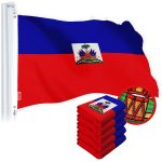 G128 5 Pack: Haiti Haitian Flag | 2.5x4 Ft | StormFlyer Series Embroidered 220GSM Spun Polyester | Country Flag, Embroidered Design, Indoor/Outdoor, Brass Grommets, Heavy Duty, All Weather