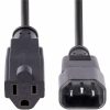 StarTech.com 1ft (0.3m) Power Extension Cord, IEC C14 to NEMA 5-15R, 10A 125V, 18AWG, Black, Outlet Extension Cable for Network Equipment - Image 4