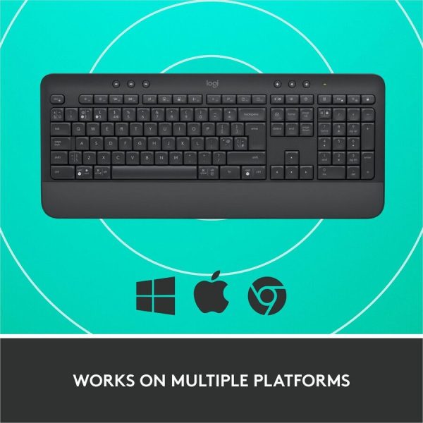 Logitech Signature K650 Comfort Full-Size Wireless Keyboard with Wrist Rest, BLE Bluetooth or Logi Bolt, Graphite - Image 6