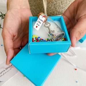 Mensaje romántico en una botella para regalar a tu novio o novia Tarro de los deseos con una tarjeta para tu esposo o esposa (bottle in teal blue box Tu tienes la llave de mi corazón)