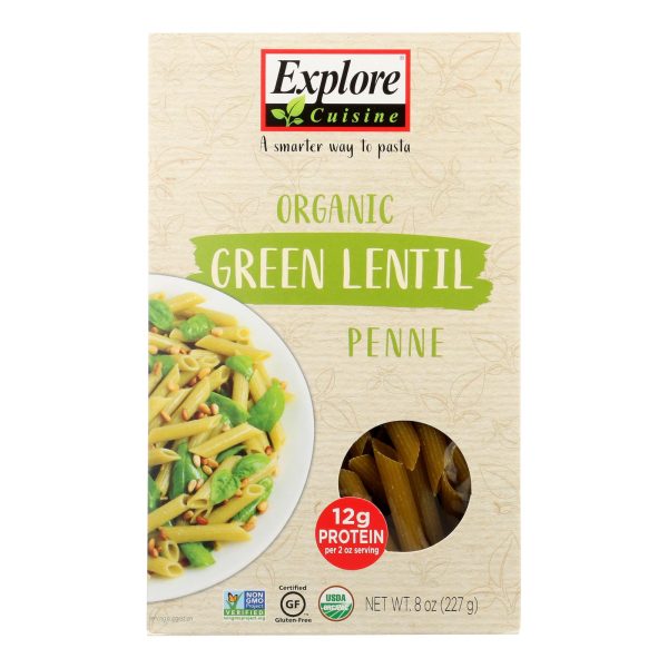 Explore Cuisine Organic Green Lentil Penne - Lentil Penne - Case of 6 - 8 oz. - Image 2