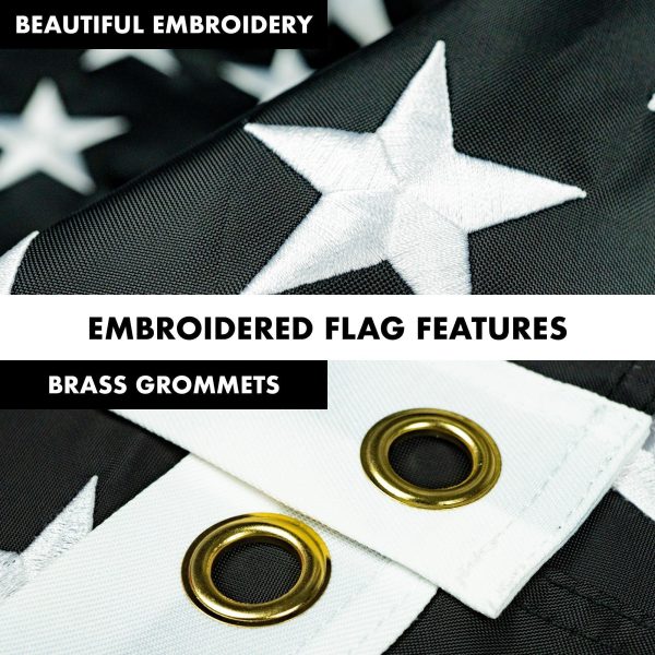 G128 - 5 Feet Tangle Free Spinning Flagpole (Black) Thin Blue&Red Line Flag Brass Grommets Embroidered 2x3 ft (Flag Included) Aluminum Flag Pole - Image 4