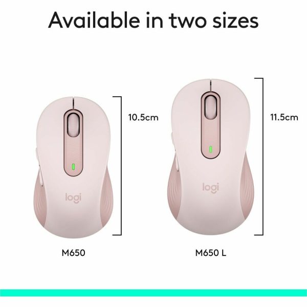 Logitech Signature M650 Wireless Mouse - For Small to Medium Sized Hands, 2-Year Battery, Silent Clicks, Rose - Image 10