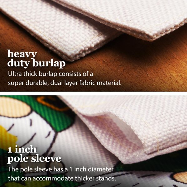G128 Combo Pack: Garden Flag Stand Black 36 in x 16 in & Garden Flag Happy St. Patrick's Day Decoration Decoration Three Leprechaun Gnomes 12"x18" Double-Sided Burlap Fabric - Image 4
