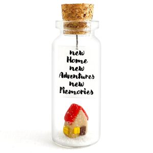 Tiny Magical Message in a Bottle Gift Idea Classy Inspirational Gifts for Him and Her Unique Presents for Women and Men (Colorful House New Home New Adventures New Memories Gift Bottle)