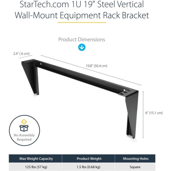 StarTech.com 1U 19in Steel Vertical Wall Mount Equipment Rack Bracket - Image 2