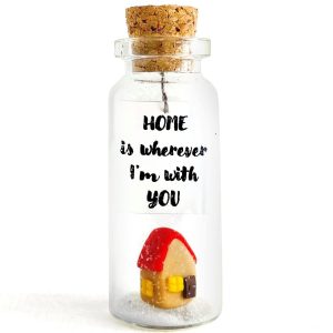 Cute Girlfriend and Boyfriend Gifts Personalized Anniversary Present for Her Him Custom Birthday Gift Idea for Women Men (Home is Wherever I'm with You Gift Bottle)