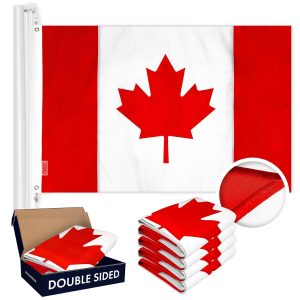 G128 5-Pack: Canada Canadian Flag 2x3 FT Double Sided Embroidered 210D Heavy Duty Polyester - Indoor/Outdoor, Vibrant Colors, Brass Grommets, 3-ply