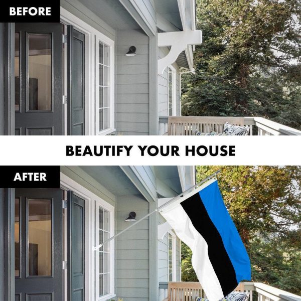 G128 Combo Pack: 6 Ft Tangle Free Spinning Flagpole (Silver) & Estonia Flag 3x5 Ft Printed 150D Polyester, Brass Grommets (Flag Included) Aluminum Flag Pole - Image 2