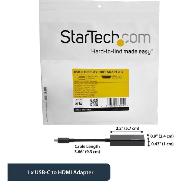 StarTech.com - USB-C to HDMI Adapter - 4K 30Hz - Black - USB Type-C to HDMI Adapter - USB 3.1 - Thunderbolt 3 Compatible - Image 7