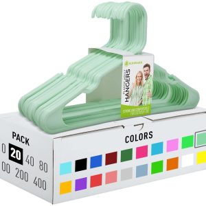 Hangers for Adult Size Clothing Plastic Ideal for Everyday Standard Use Clothes Shirts Blouses TShirts Dresses Jackets Suits. Color  Mint Pack  20 PCS.