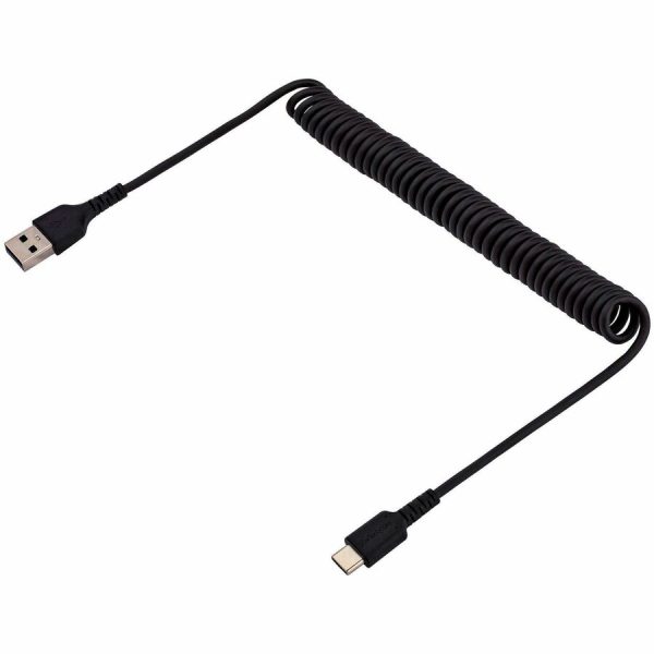 StarTech.com 3ft (1m) USB A to C Charging Cable, Coiled Heavy Duty USB 2.0 A to Type-C, Durable Fast Charge & Sync USB-C Cable, Black, M/M - Image 3