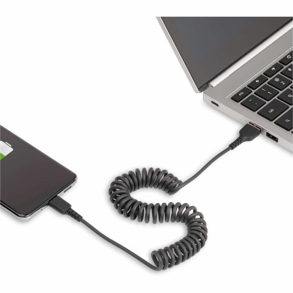 StarTech.com 3ft (1m) USB A to C Charging Cable, Coiled Heavy Duty USB 2.0 A to Type-C, Durable Fast Charge & Sync USB-C Cable, Black, M/M - Image 8