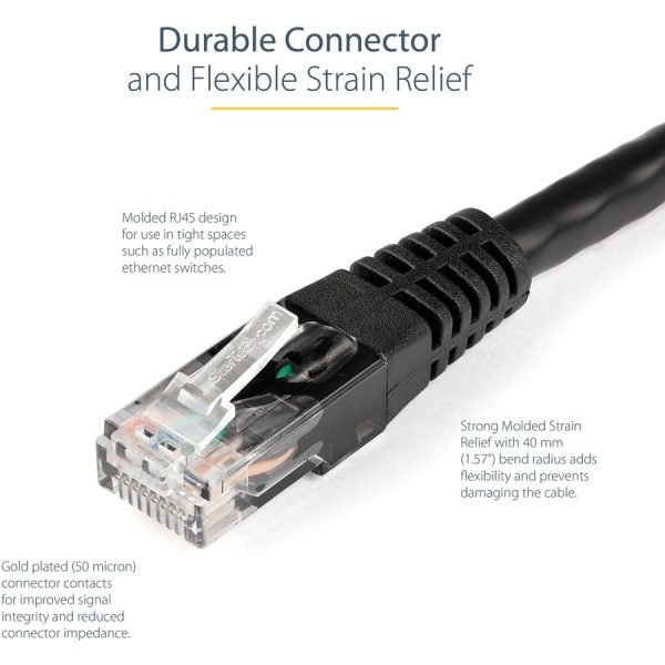 StarTech.com 3ft CAT6 Ethernet Cable - Black Molded Gigabit - 100W PoE UTP 650MHz - Category 6 Patch Cord UL Certified Wiring/TIA - Image 3