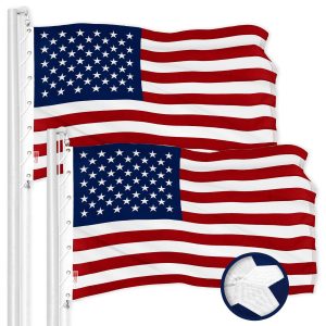 G128 2 Pack: American USA Flag | 20x30 Ft | ToughWeave Series Embroidered 600D Polyester | Country Flag, Embroidered Stars, Sewn Stripes, Indoor/Outdoor, Brass Grommets