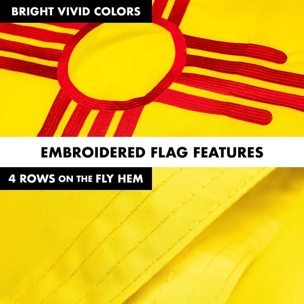 G128 Combo Pack: 5 Ft Tangle Free Aluminum Spinning Flagpole (White) & New Mexico NM State Flag 2.5x4 Ft, ToughWeave Series Embroidered 300D Polyester | Pole with Flag Included - Image 4