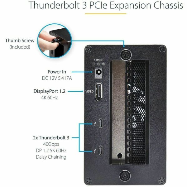 StarTech.com Thunderbolt 3 PCIe Expansion Chassis, External Enclosure Box with 1x PCI-Express Slot, 5K/4K Output Via TB3/DP Ports, TAA - Image 3
