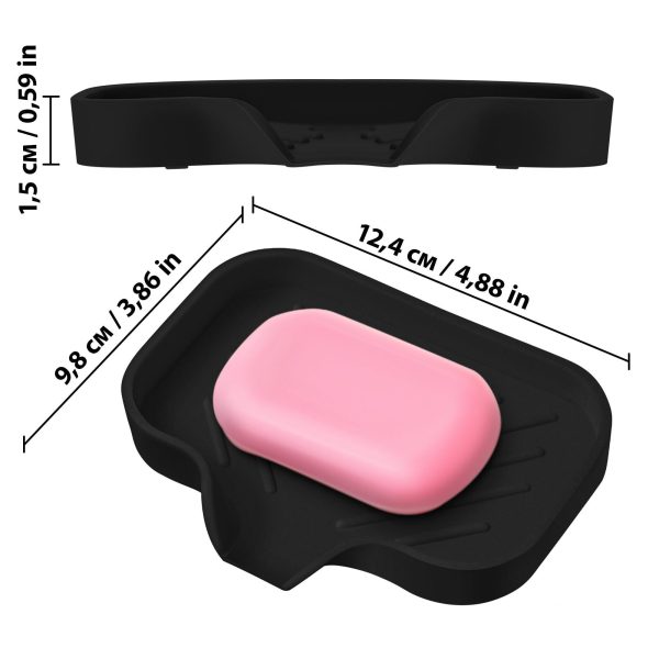 2 Pcs Black Silicone Self Draining Rectangular Soap Dishes   Waterfall Soap Trays   Soap Dishes for Bar Soap   Soap Boxes   Soap Case   Soap Container   Soap Pads   Kitchen Sink   Shower   Bathroom. - Image 3