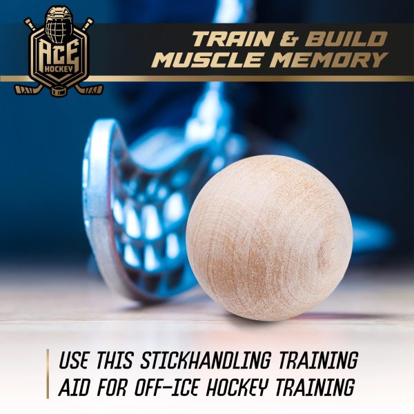 ACE HOCKEY Swedish Stickhandling Balls   Unfinished Hardwood No Bounce Floorball Training Equipment   for Floor Dribbling Skills Dekes Fakes & Ball Handling Drills   2 Inch Diameter - Image 4