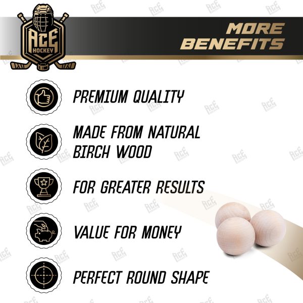 ACE HOCKEY Swedish Stickhandling Balls   Unfinished Hardwood No Bounce Floorball Training Equipment   for Floor Dribbling Skills Dekes Fakes & Ball Handling Drills   2 Inch Diameter - Image 5