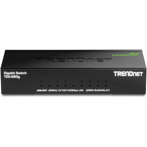 TRENDnet 8-Port Mini Gigabit Switch, TEG-S80g, GREENnet Technology, NDAA + TAA Compliant, Desktop Metal Ethernet Network Switch, 8 x Gigabit Ports, Fanless, Lifetime Protection, Black - Image 4