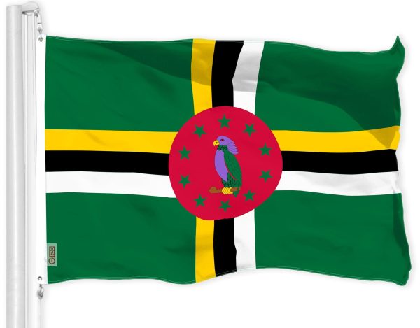G128 Dominica Dominican Flag | 3x5 Ft | LiteWeave Pro Series Printed 150D Polyester | Country Flag, Indoor/Outdoor, Vibrant Colors, Brass Grommets, Thicker and More Durable Than 100D 75D Polyester