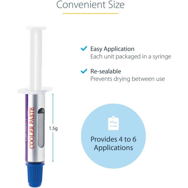 StarTech.com Thermal Paste, 1.5g Metal Oxide Heat Sink Compound, Re-sealable Syringes, CPU Paste - Image 2