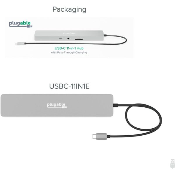 Plugable 11-in-1 USB-C Hub 100W USB-C Pass-through, Laptop Docking Station Dual Monitor with 4K 60Hz HDMI - Image 6