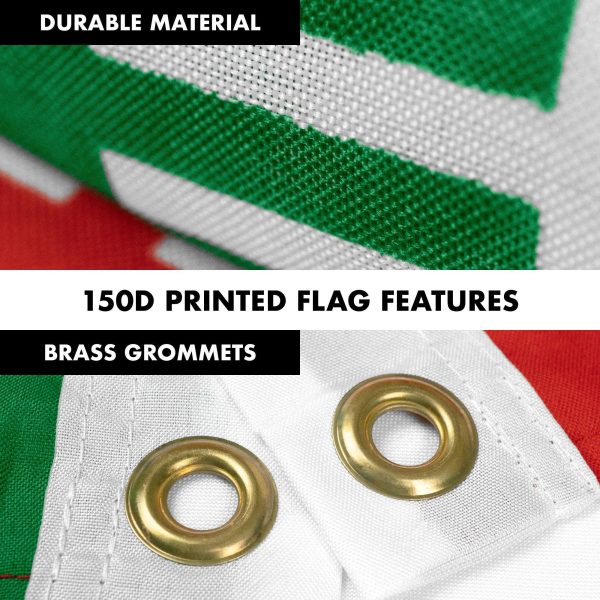 G128 Combo Pack: 6 Feet Tangle Free Spinning Flagpole (White) Iran Iranian Flag 3x5 ft Printed 150D Brass Grommets (Flag Included) Aluminum Flag Pole - Image 3