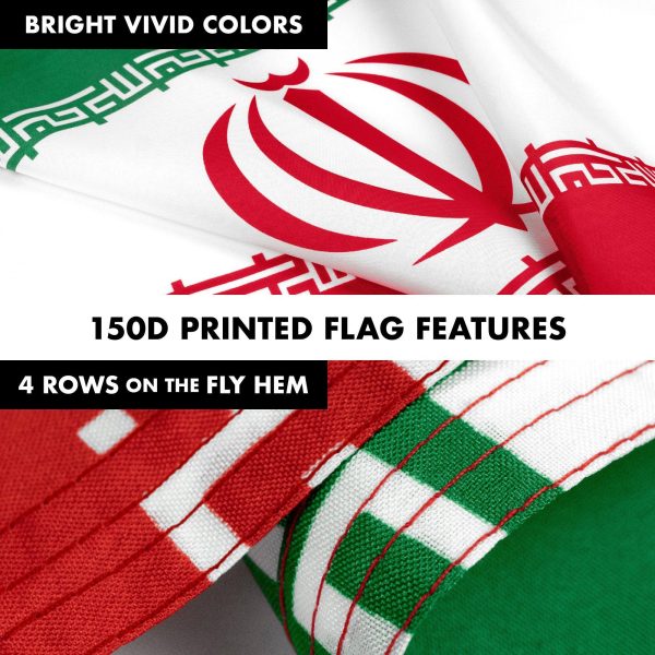 G128 Combo Pack: 6 Feet Tangle Free Spinning Flagpole (White) Iran Iranian Flag 3x5 ft Printed 150D Brass Grommets (Flag Included) Aluminum Flag Pole - Image 4