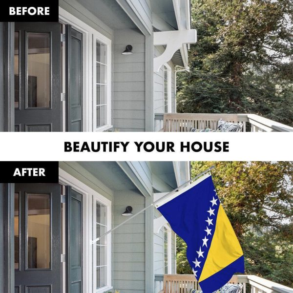 G128 Combo Pack: 6 Ft Tangle Free Spinning Flagpole (Silver) & Bosnia and Herzegovina Flag 3x5 Ft Printed 150D Polyester, Brass Grommets (Flag Included) Aluminum Flag Pole - Image 3