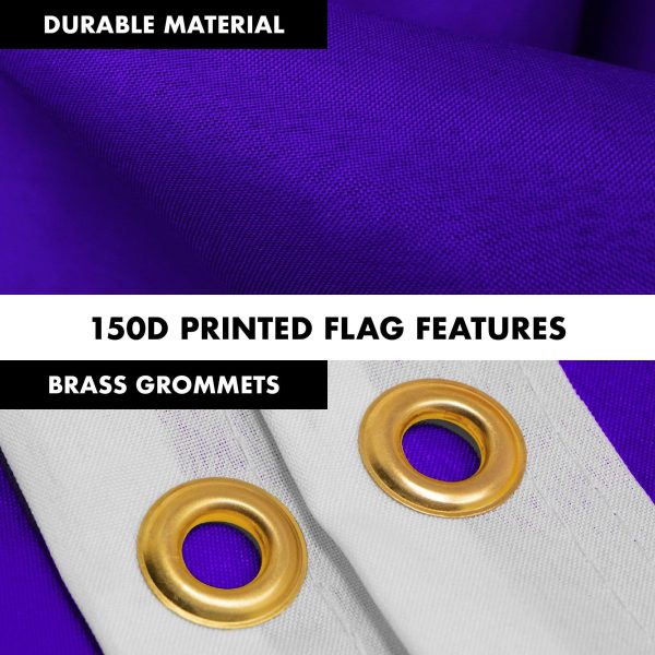 G128 Combo Pack: 5 Ft Tangle Free Aluminum Spinning Flagpole (Silver) & Solid Violet Color Flag 2x3 Ft, LiteWeave Pro Series Printed 150D Polyester | Pole with Flag Included - Image 4