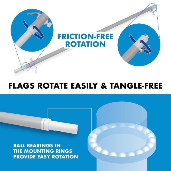 G128 Combo Pack: 5 Ft Tangle Free Aluminum Spinning Flagpole (Silver) & Solid Violet Color Flag 2x3 Ft, LiteWeave Pro Series Printed 150D Polyester | Pole with Flag Included - Image 9