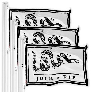 Join, or Die White Flag 3x5 Ft 3-Pack Printed 150D Polyester By G128