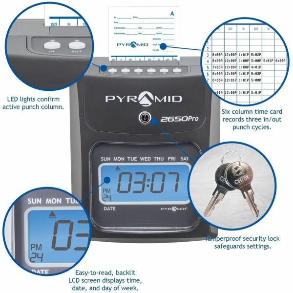 Pyramid 2650 Pro Auto Aligning Time Clock - New Model - Image 3