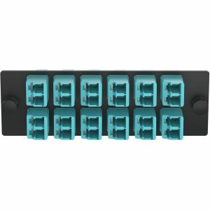 Panduit Opticom Fiber Adapter Panel, OM4, 12 LC Duplex, Aqua