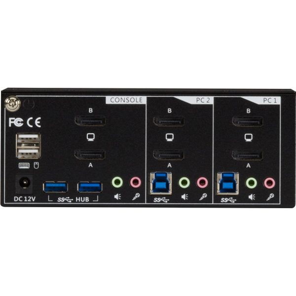 Black Box KVM Switch - Dual-Monitor, DisplayPort 1.2, 4K 60Hz, USB 3.0 Hub, Audio - Image 2