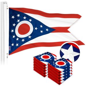 G128 10 Pack: Ohio OH State Flag | 4x6 Ft | ToughWeave Series Embroidered 300D Polyester | Embroidered Design, Indoor/Outdoor, Brass Grommets