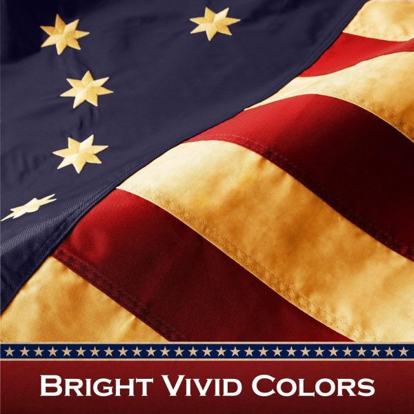 G128 3 Pack: Bennington 76 Tea-Stained Flag | 2x3 Ft | ToughWeave Pro Series Pole Sleeve Embroidered 420D Polyester | Historical Flag, Embroidered Design, High Quality, NO Flagpole Included - Image 3