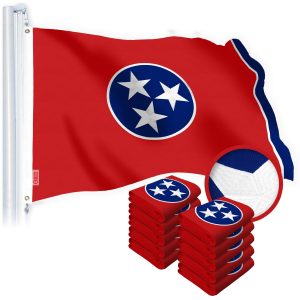 G128 10 Pack: Tennessee TN State Flag | 4x6 Ft | StormFlyer Series Embroidered 220GSM Spun Polyester | Embroidered Design, Indoor/Outdoor, Brass Grommets, Heavy Duty, All Weather