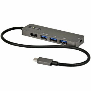 StarTech.com USB C Multiport Adapter, USB-C to HDMI 4K 60Hz (HDR10), 100W PD Pass-Through, 4xUSB 3.0, USB Type-C Mini Dock, 12" Long Cable