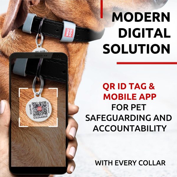 Long Lasting Leather Dog Collar for Large Dogs Medium & Small Dogs   Adjustable Classic Puppy Collars for Large Breed Dogs   Boy & Girl Dog Collars with Durable Buckle D Ring & QR Dog Tag - Image 3