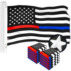 Thin Blue & Red Line State Flag 2x3FT 10-Pack Embroidered Polyester By G128