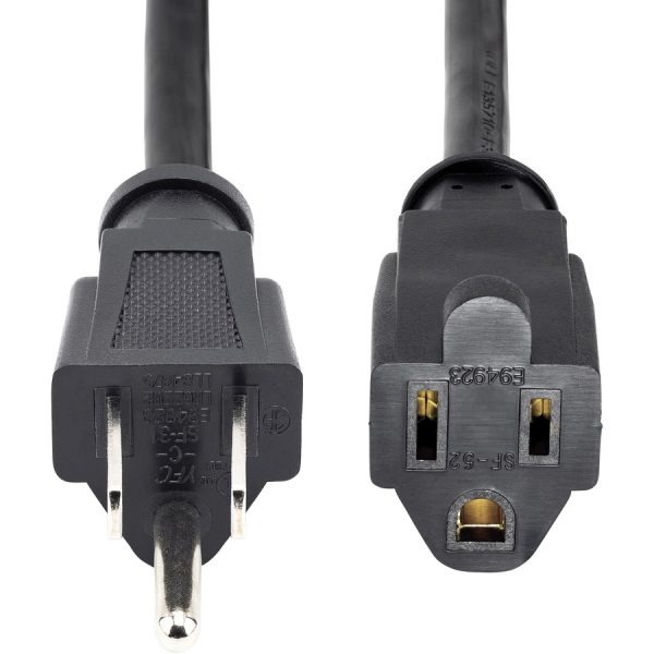StarTech.com 10ft (3m) Power Extension Cord, NEMA5-15R to NEMA5-15P Black Extension Cord, 13A 125V, 16AWG, Computer Power Extension Cable - Image 2