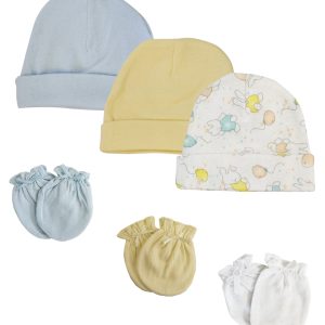 Boys Baby Caps And Mittens (pack Of 6) Nc_0264