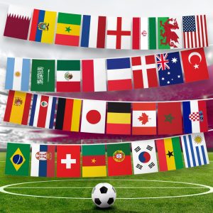 G128 2022 World Cup Bunting Banner | Flag 11 x 7.5 Inch, Full String 40 Feet | LiteWeave Pro Series Printed 150D Poly | String Flag Decor for Fan Club Party, Soccer Events, World Cup Fan Celebration