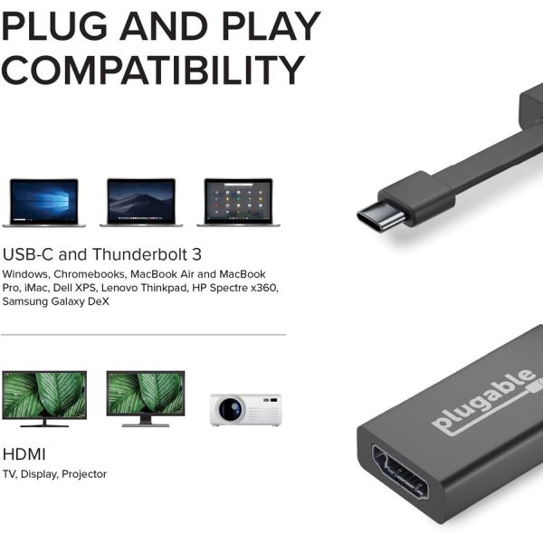 Plugable USB C to HDMI Adapter 4K 30Hz, Thunderbolt 3 to HDMI Adapter - Image 5